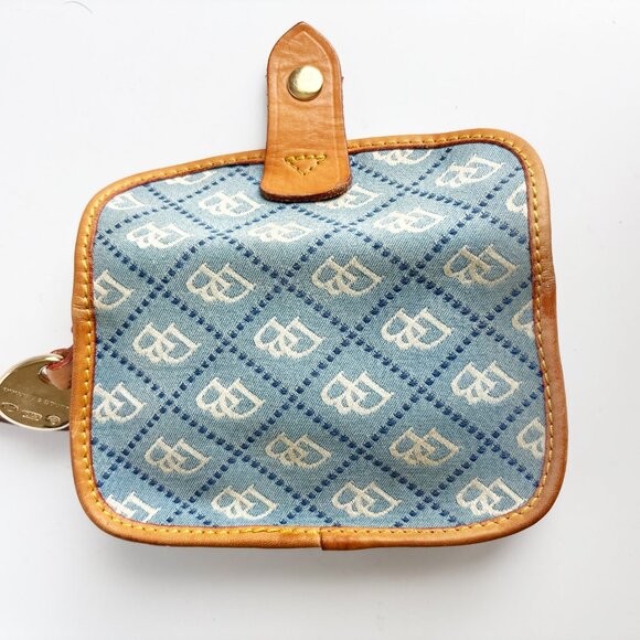 Vintage Dooney & Bourke Blue Logo Canvas Wristlet with Bag Charm Retro Chic - Picture 8 of 10